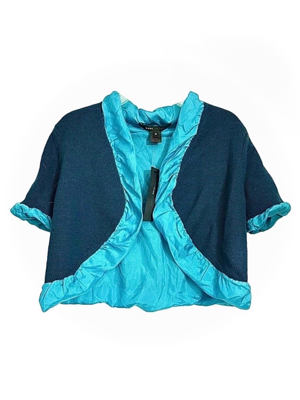 Marc Jacobs NEW Two-Tone Cropped Bolero/Torero Style Knit Jacket Wool Silk Lined